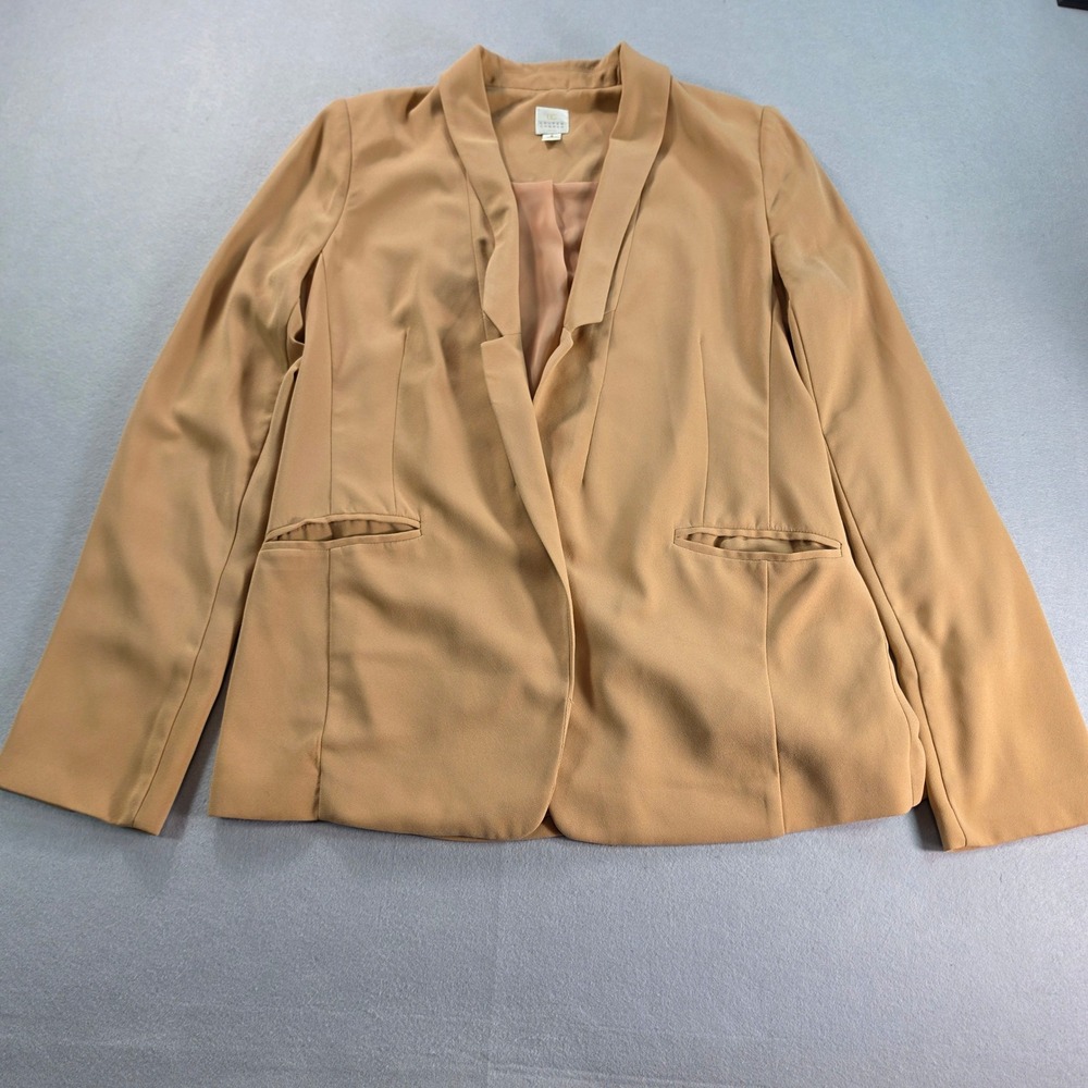 LC Lauren Conrad Tan Camel Open Front Blazer Jacket Womens Size 8 Professional